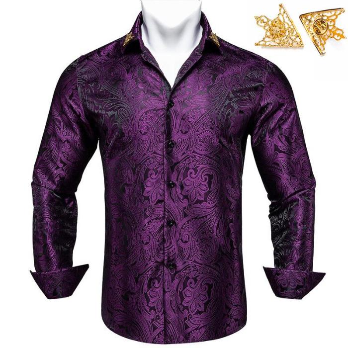 Mens purple short sleeve dress shirt