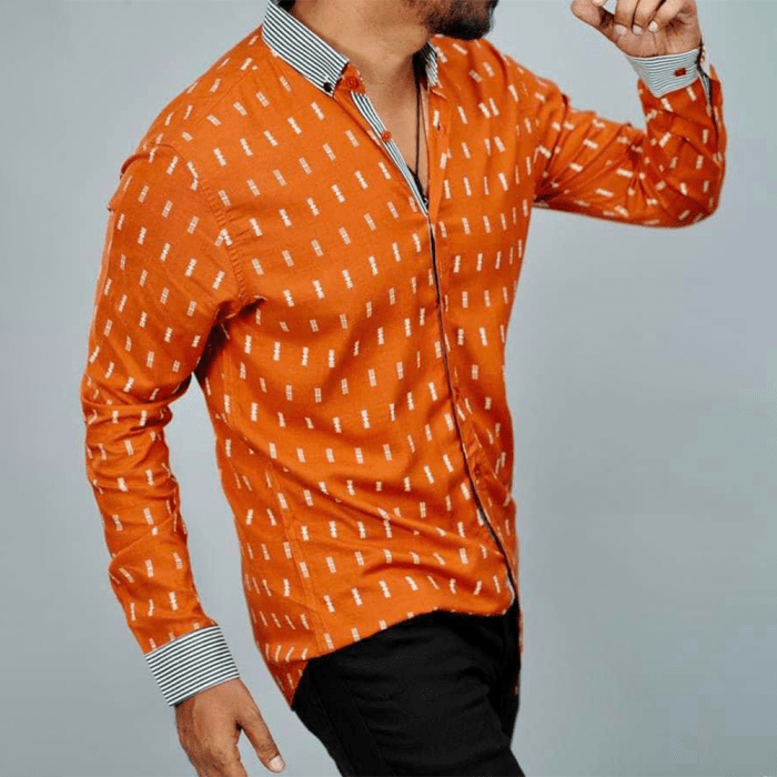 Mens bright orange dress shirt